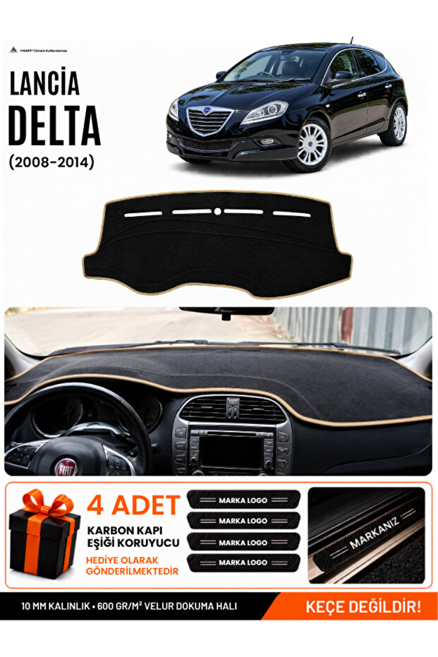 Lanci̇a Delta (2008-2014) Compatible Glove Box Protection, Glove Box Cover, Glove Box Case - Black-Beige - Ln001