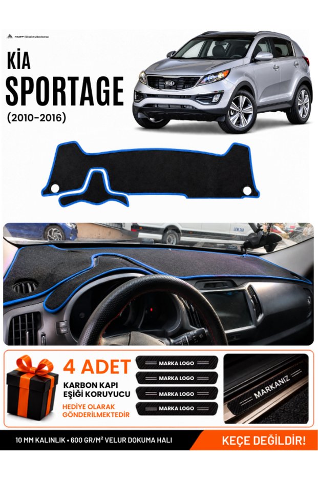 Kia Sportage (2010-2016) Compatible Glove Box Protection, Glove Box Cover, Glove Box Case - Black-Blue - Ki022