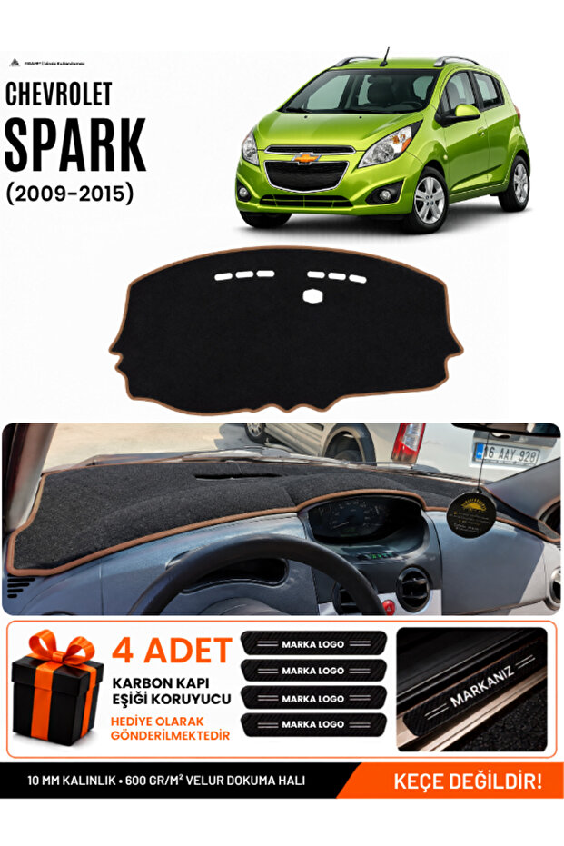 Chevrolet Spark (2009-2015) Compatible Glove Box Cover, Glove Box Case - Black-Brown - Ch001