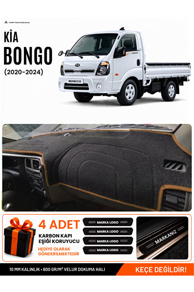 Kia Bongo (2020-2024) Compatible Dashboard Cover, Dashboard Case - Black-Brown - Ki002