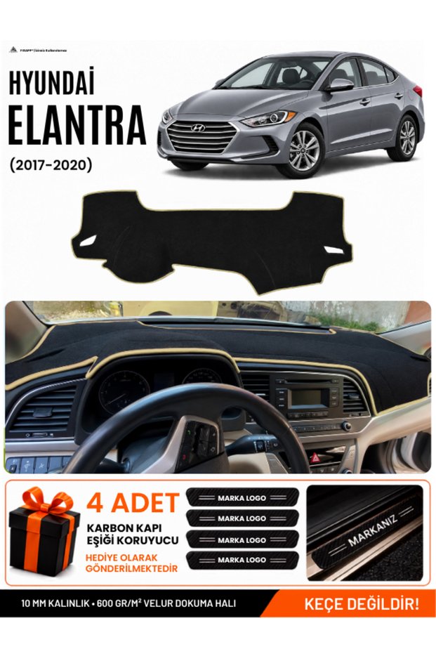 Hyundai Elantra (2017-2020) Compatible Glove Box Cover, Glove Box Case - Black-Beige - Hu017