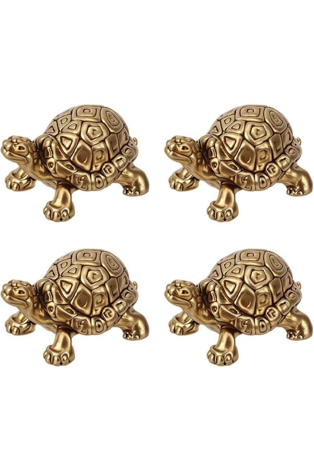 4pcs Mini Turtle Shape Copper Bath Disk Ornaments, Copper Bird Bath Purification Disc Decorative Bir