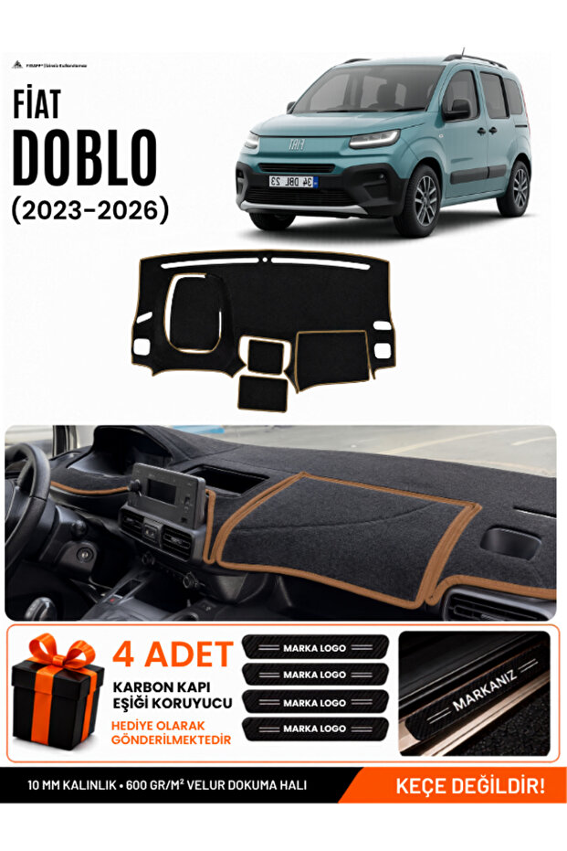 Fi̇at Doblo (2023-2026) Compatible Glove Box Cover, Glove Box Case - Black-Brown - Ci015