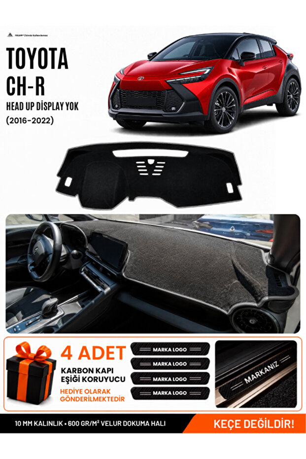 Toyota Chr Head up Display Not Available (2024-2026) Compatible Dashboard Cover, Dashboard Case - Black-Grey - To028