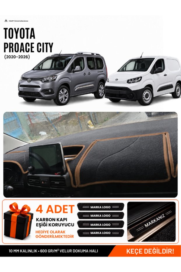 Toyota Proace City (2020-2026) Compatible Glove Box Cover, Glove Box Case - Black-Brown - To021