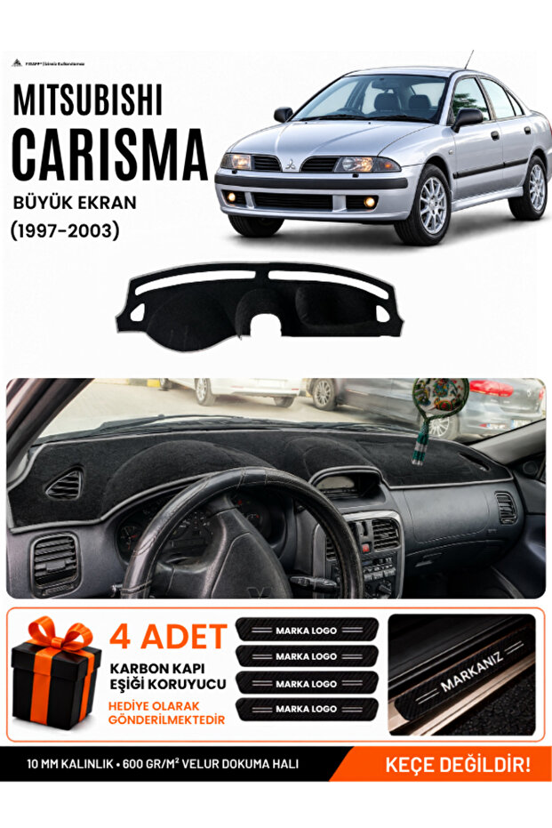 Mitsubishi Carisma Large Screen (1997-2003) Compatible Dashboard Cover, Dashboard Case - Black-Grey - Mi004