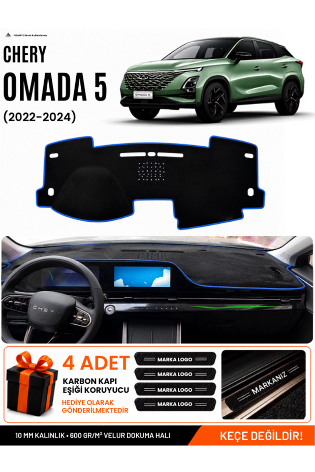 Chery Omada 5 (2022-2024) Compatible Glove Box Protection, Glove Box Cover, Glove Box Case - Black-Blue - Cy003