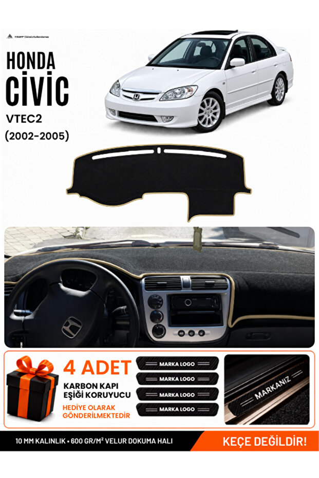 Honda Civic Vtec2 (2002-2005) Compatible Torpedo Cover, Torpedo Case - Black-Beige - Ho009