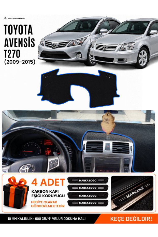 Toyota Avensis T270 (2009-2015) Compatible Glove Box Cover, Glove Box Case - Black-Blue - To004
