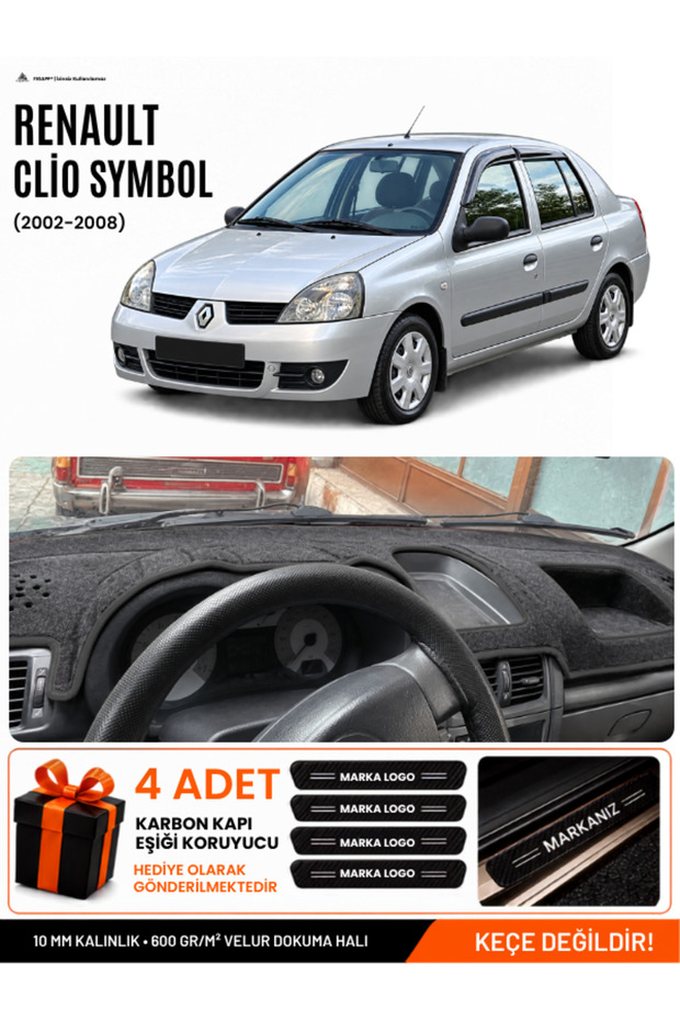 Renault Clio Symbol Without Airbags (2002-2008) Compatible Glove Box Cover, Glove Box Case - Black - Re011