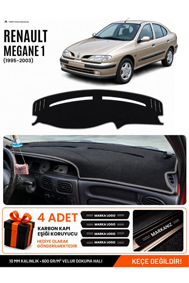 Renault Megane 1 (1995-2003) Compatible Glove Box Cover, Glove Box Case - Black-Grey - Re038