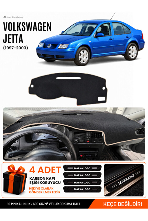 Volkswagen Jetta (1997-2003) Compatible Dashboard Cover, Dashboard Case - Black-Beige - Vw009