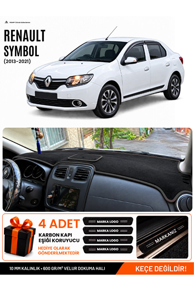 Renault Symbol Top Covered (2013-2021) Compatible Glove Box Cover, Glove Box Case - Black - Re014