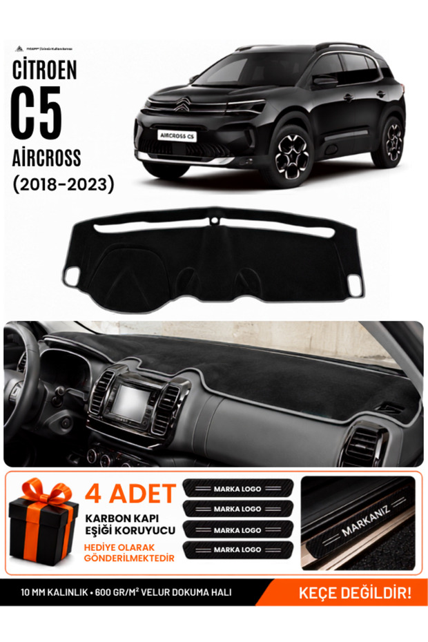 Citroen C5 Ai̇rcross (2018-2026) Compatible Glove Box Cover, Glove Box Case - Black-Grey - Ci014