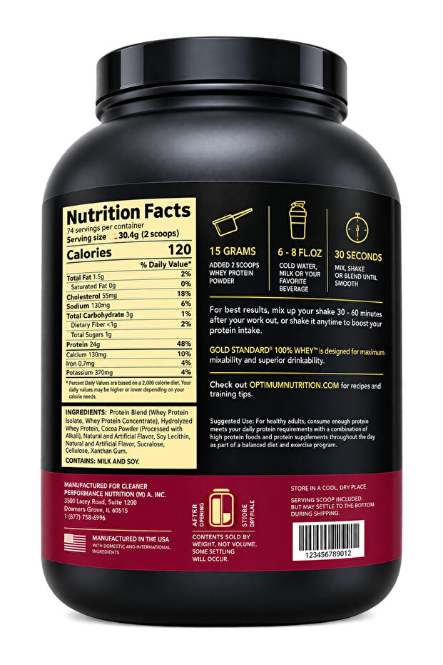 Gold Standard 100% Whey Protein Powder Primary Source Isolate, 24 Grams Protein for Muscle Support - Double Rich Chocolate, 5 Lbs, 74 Servings (2.27 KG) Package May Vary