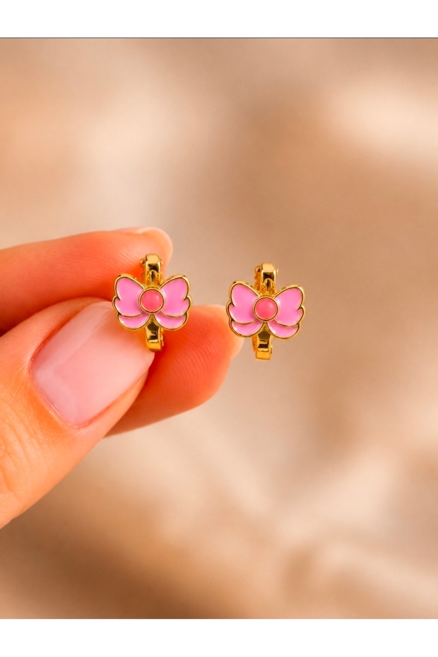 Pink Butterfly Children's Earring – Gold Color