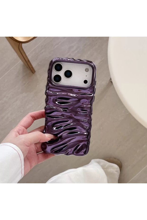 iPhone 18 Pro (6.3 Inch) Compatible Wavy Wrinkled Detailed 3D Surface Bright Colored Summer Lux Case
