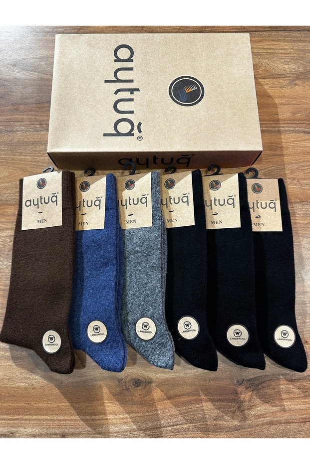 Men's Lambswool Seamless Lambswool Warm Winter Socks 6-Pack