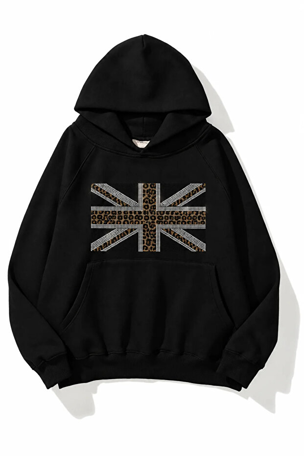 Leopard Stone Printed Oversize Sweatshirt Hoodie