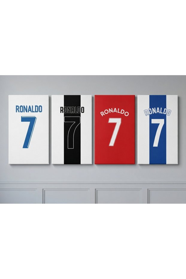 Cristiano Wall Art - 3 Panel Jersey Design Canvas Prints, Premium Gallery Wrapped Decor for Bedroom, Living Room, or Sports Office, 30 x 45 cm (Set of 3)
