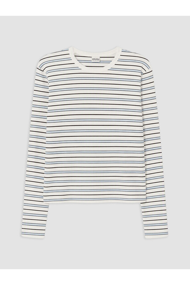 Alita City Lcw Kids Ecru Striped Girls' T-Shirt with a Difference