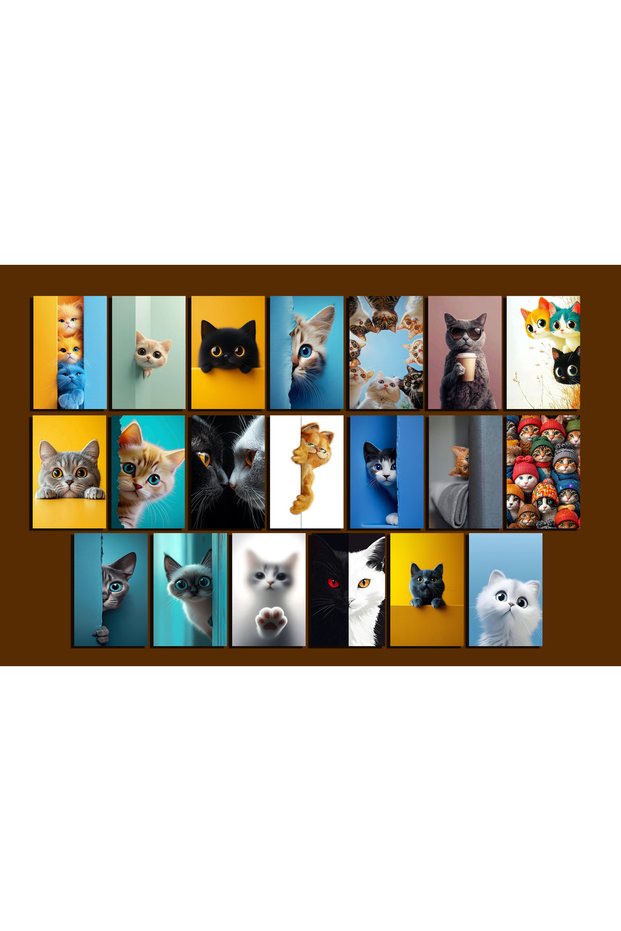 Cat Themed Postcard Set (10X15 cm 20 Pieces)