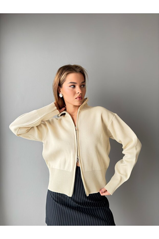 Women's Double Zippered Knitwear Cardigan
