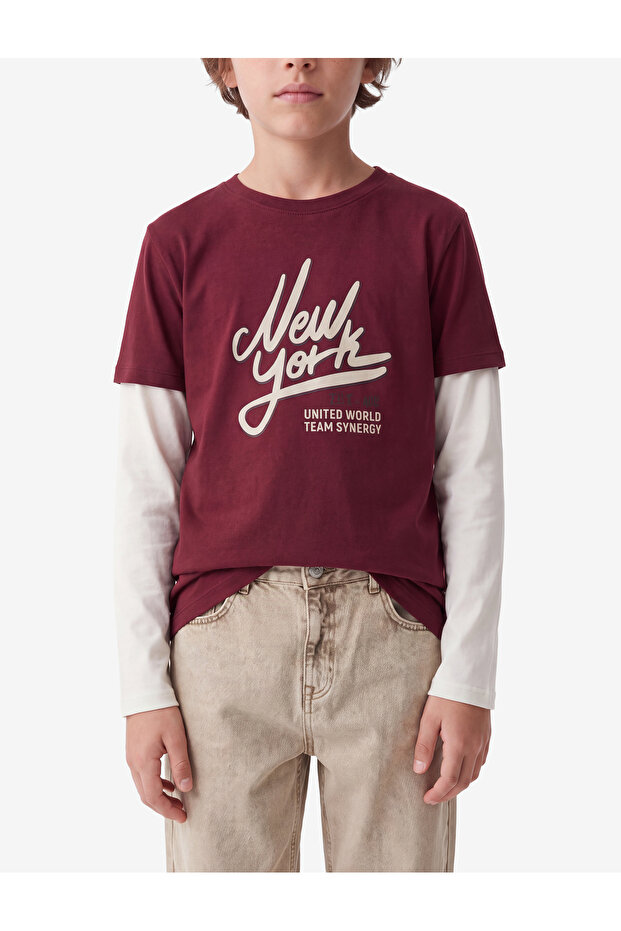 Printed Cotton Crew Neck Long Sleeve T-Shirt