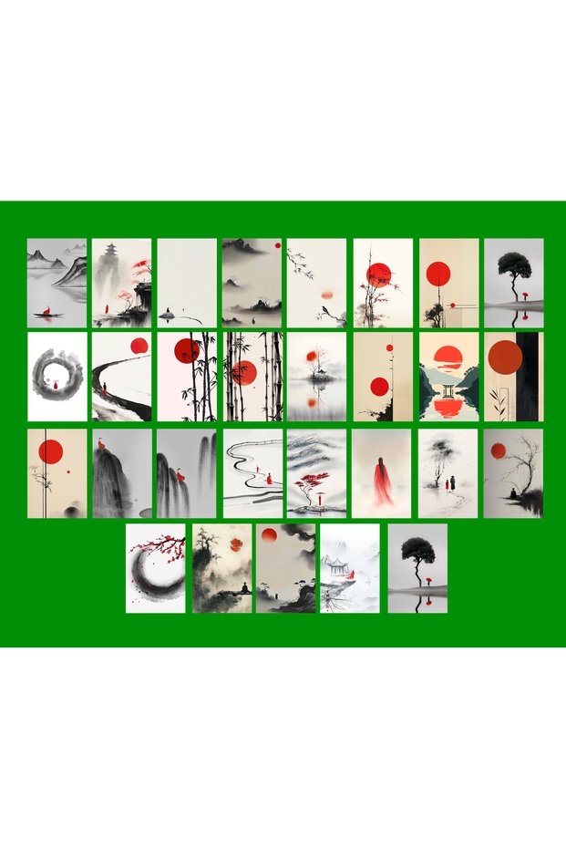 Far East Themed Postcard Set (10X15 cm 29 Pieces)