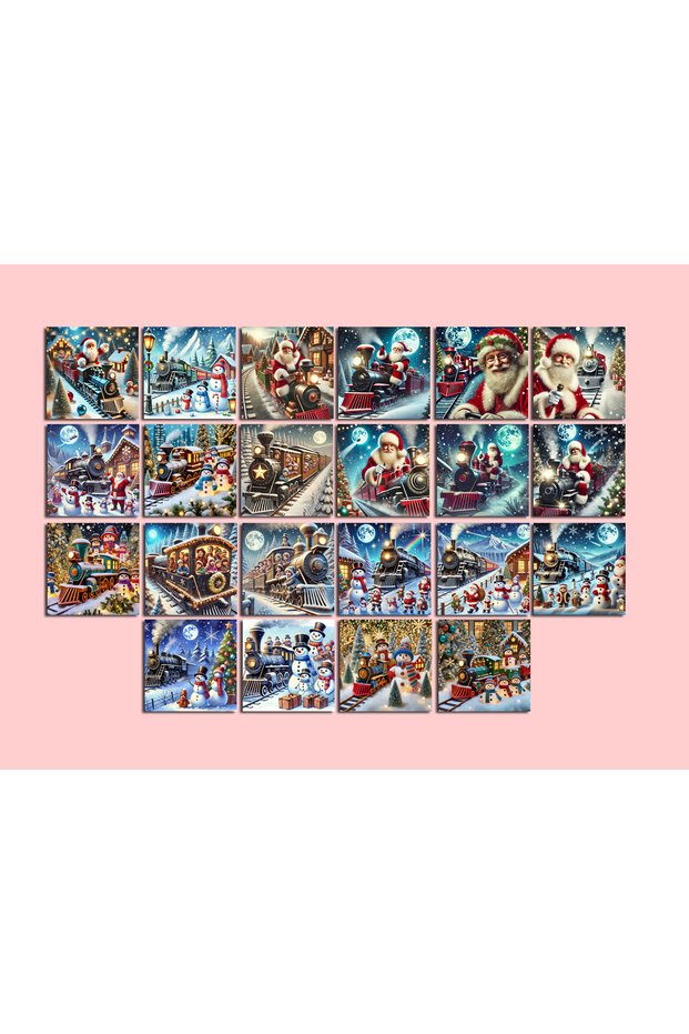 Winter Themed Postcard Set (10X10 cm 22 Pieces)