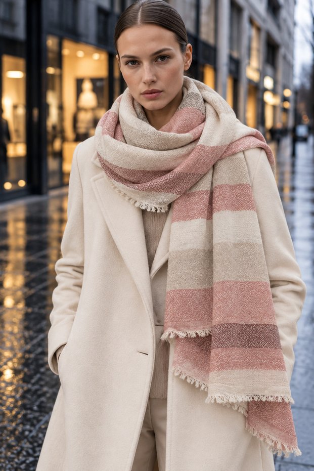 Soft Heritage Wool Shawl – Wool Shoulder Shawl with Tassel Detail