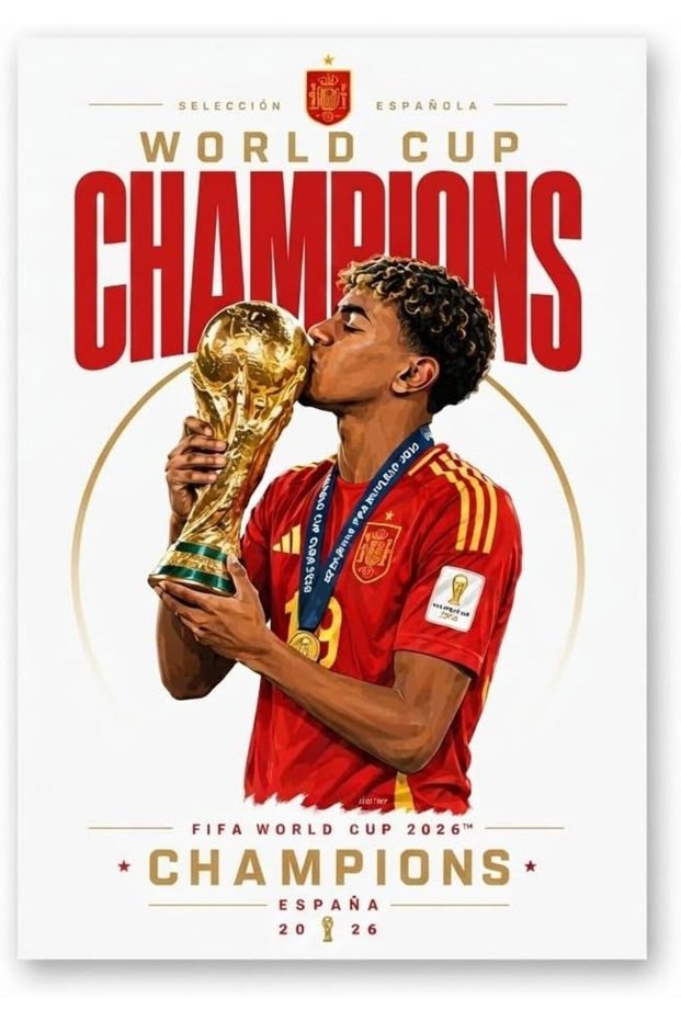 Spain World Cup 2026 Champions Rising Star Football Wall Art Style Sports Poster, 30x40cm Black Floating Frame, Ready to Hang Home & Office Decor