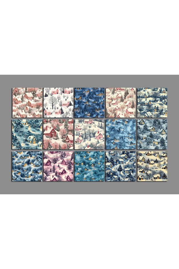 Winter Themed Postcard Set (10X10 cm 15 Pieces)