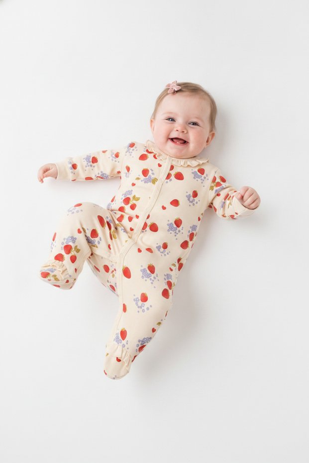 Strawberry Garden Organic Design Booties Overalls