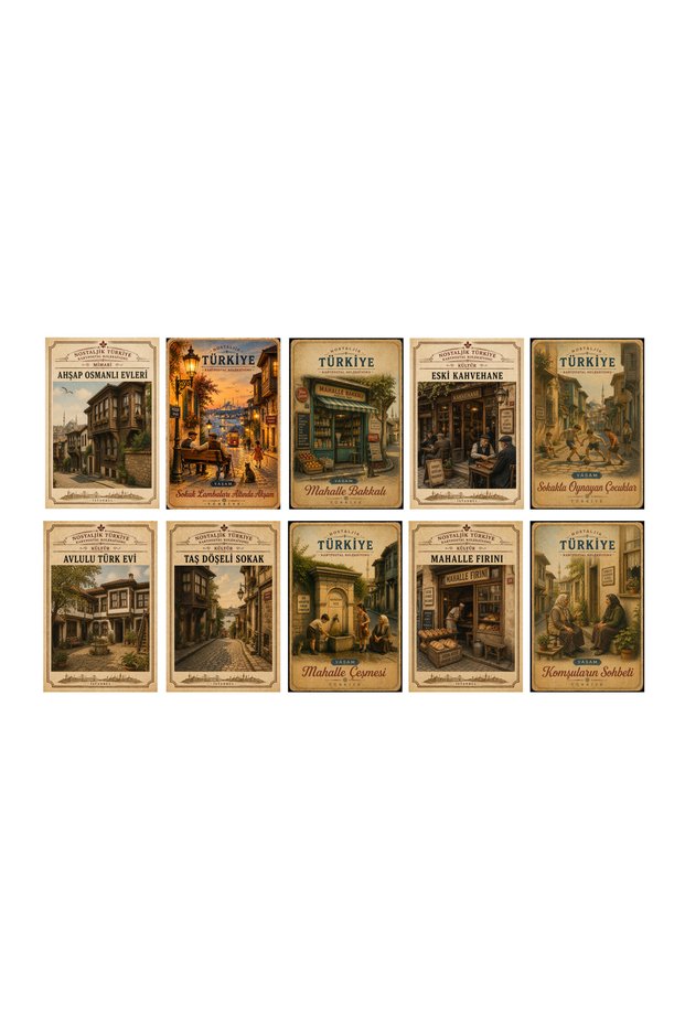 Old Turkey Themed Postcard Set (10X15 cm 10 Pieces)