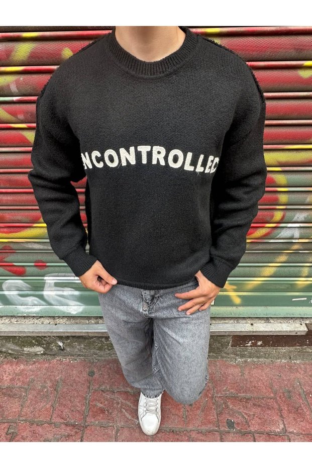 Oversize Baskılı Triko