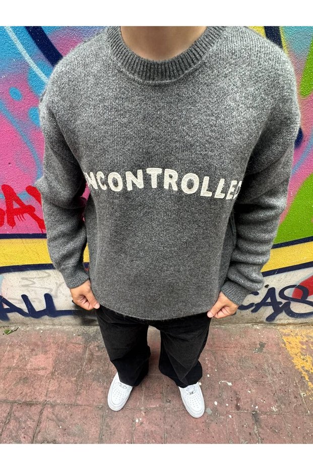Oversize Baskılı Triko
