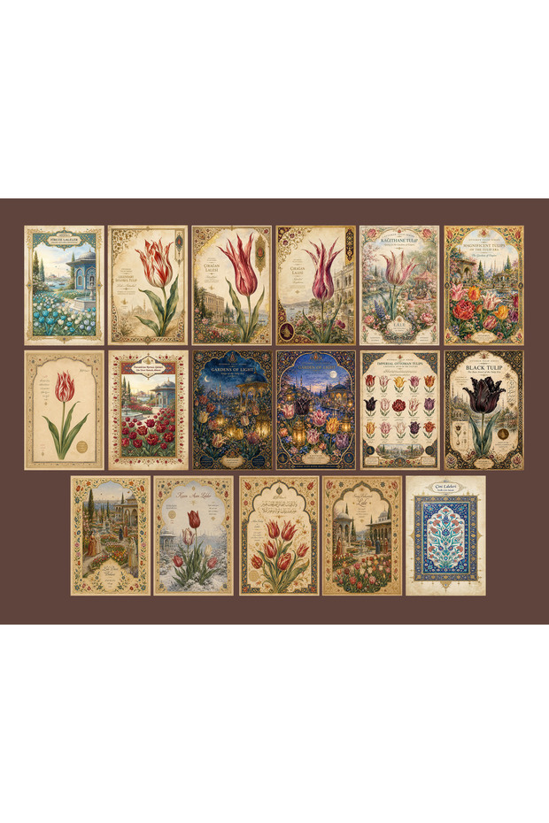 Tulip Themed Postcard Set (10X15 cm 17 Pieces)