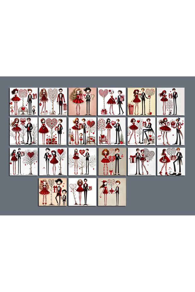Love Themed Postcard Set (10X10 cm 21 Pieces)