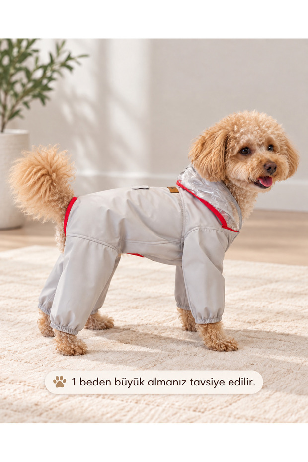Water Repellent Dog Raincoat with Transparent Visor and Elastic Legs Dog Clothing