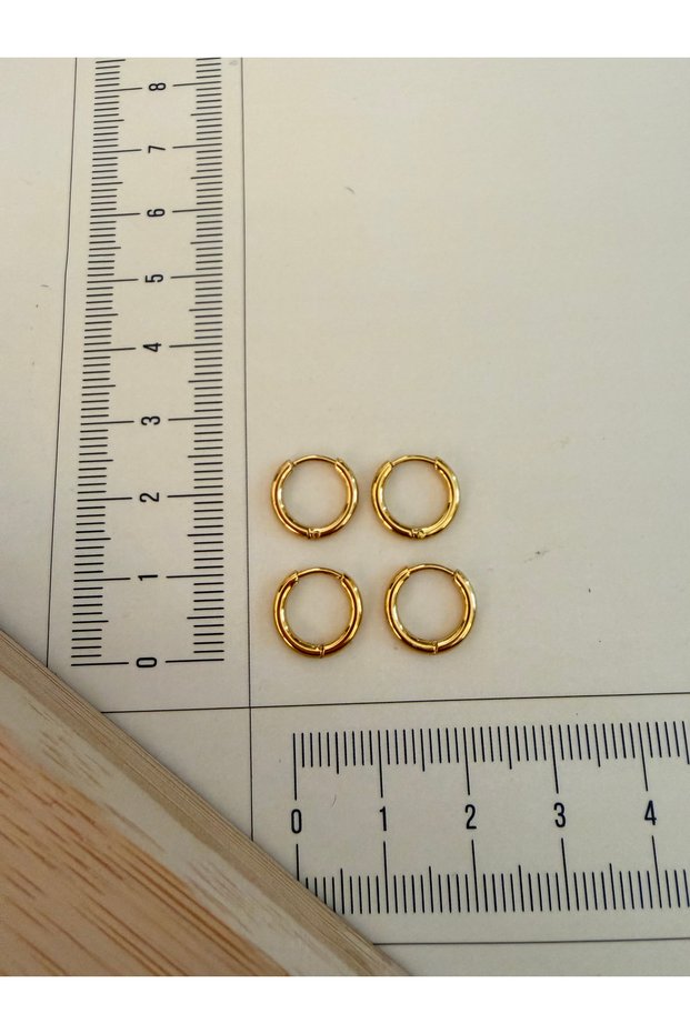 316 L Surgical Steel 1.6Mm*8Mm Steel Hoop Earring Gold 4 Pieces