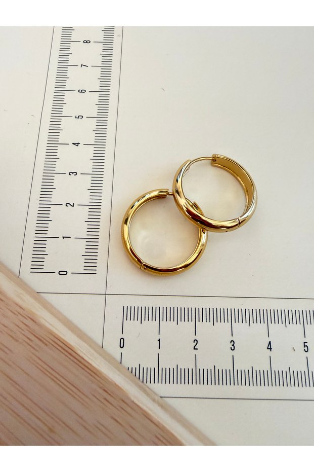 316 L Surgical Steel 5Mm*20Mm Curved Steel Hoop Earring Gold