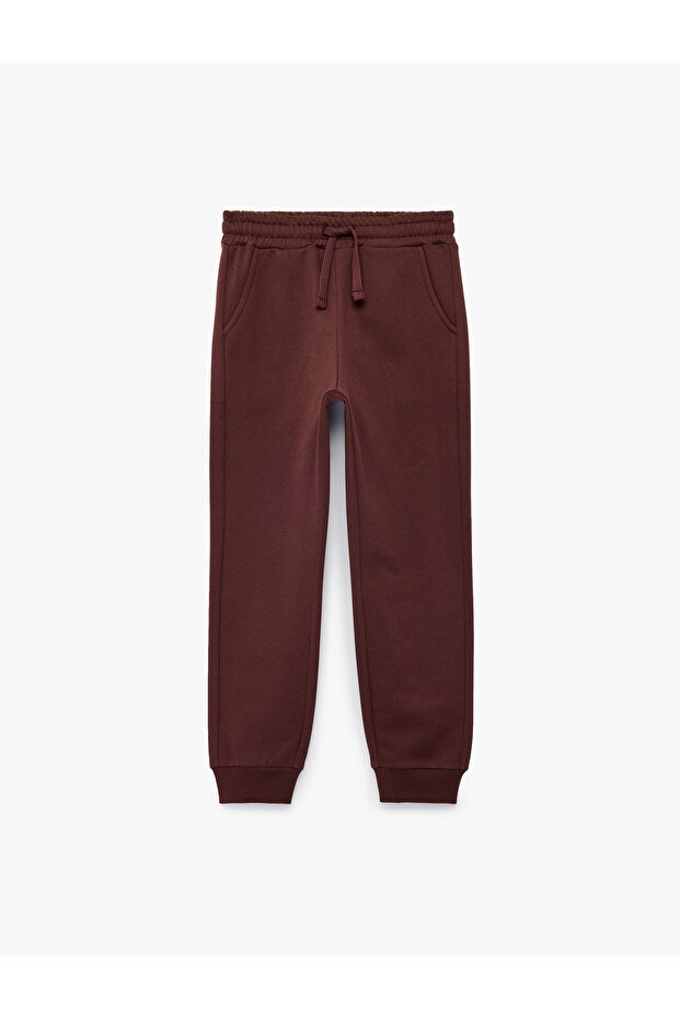 Cotton Ruched Jogger Sweatpants with Tie Waist and Pocket Detail