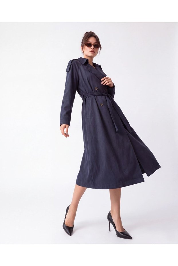 Fame Women's Belted Suede Trench Coat