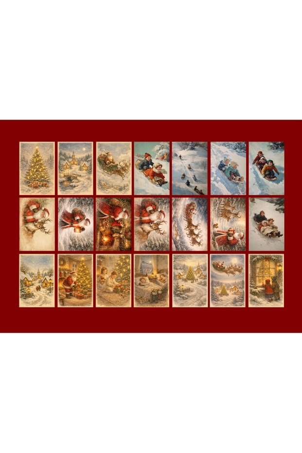Winter Themed Postcard Set (10X15 cm 32 Pieces)