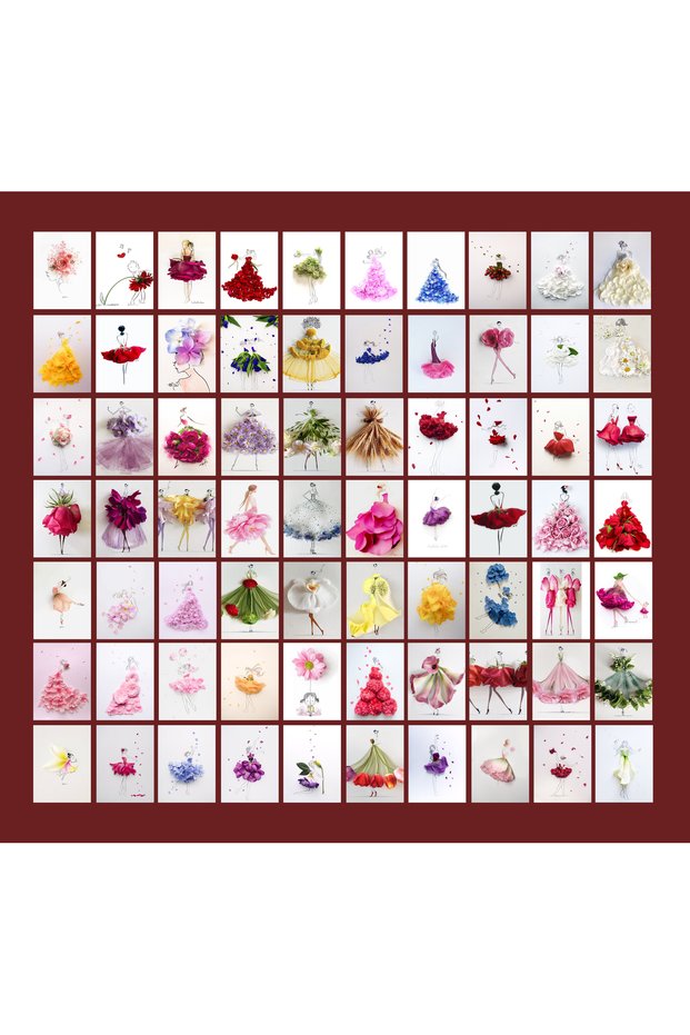 Flowers Themed Postcard Set (10X15 cm 70 Pieces)