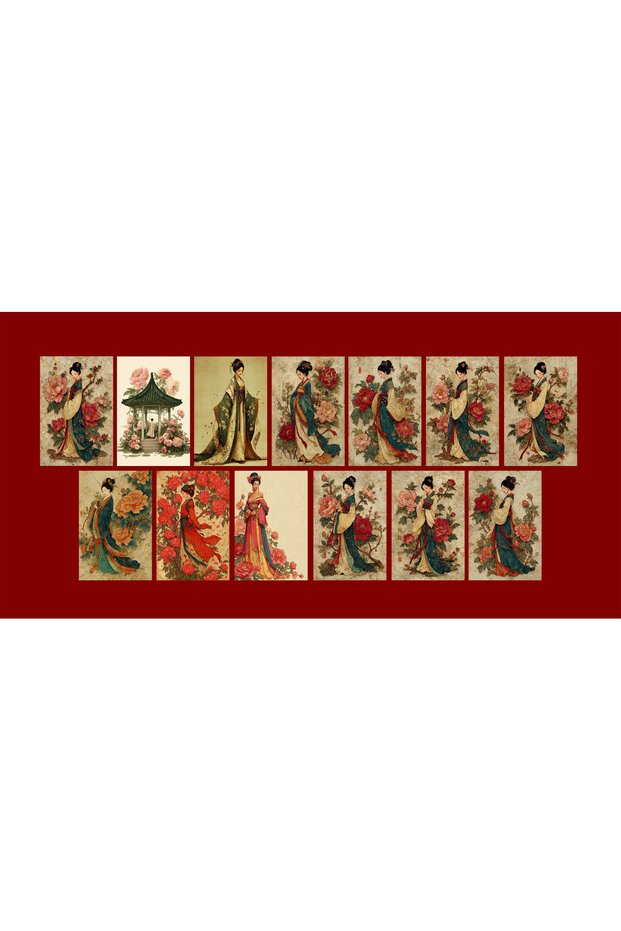 Far East Themed Postcard Set (10X15 cm 13 Pieces)