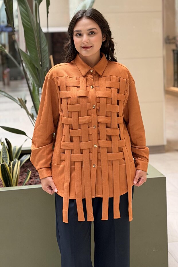 Knitted Detailed Suede Shirt