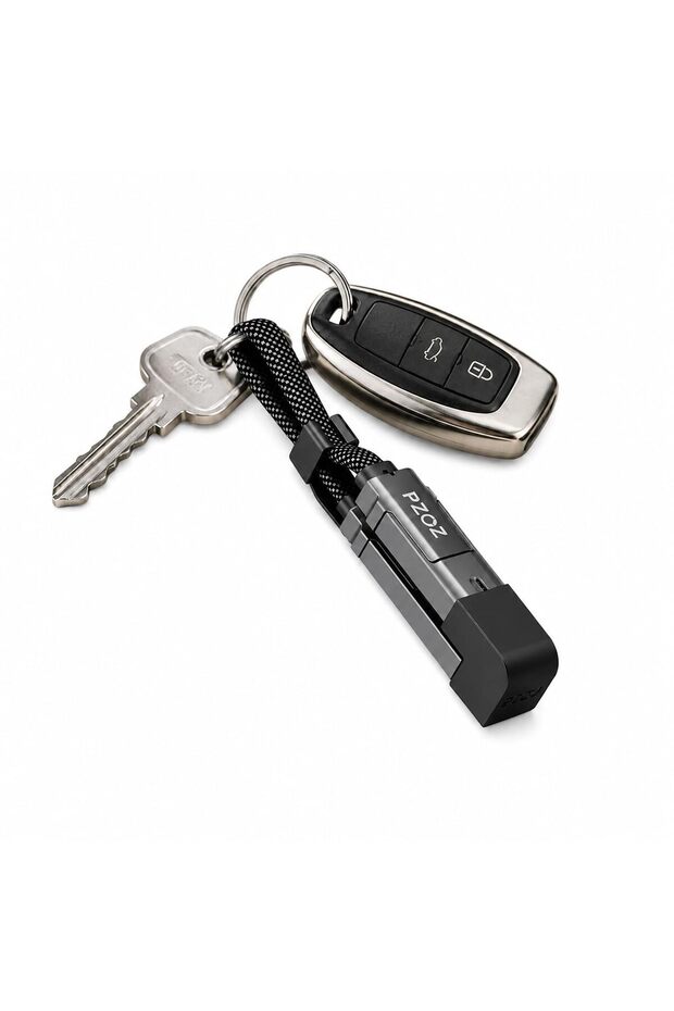 كابل USB C قصير 4 في 1 بطول 0.18 متر وقدرة 60 واط، كابل شحن على شكل سلسلة مفاتيح