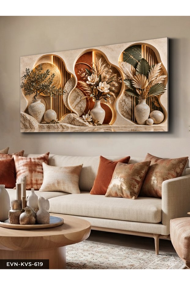 Boho Style Flowers in a Vase Single Piece Canvas - Canvas Art Print